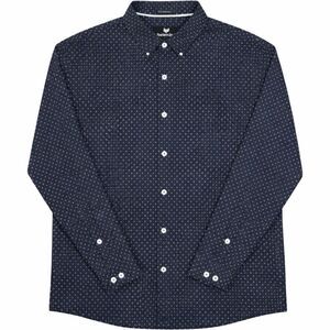 Buttercloth Icy Cotton Long Sleeve Button Up Shirt Large Navy Micro Print